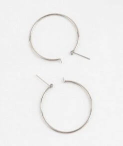 Nude Rose Stainless Steel Silver 50Mm Hoop Earrings #E-310