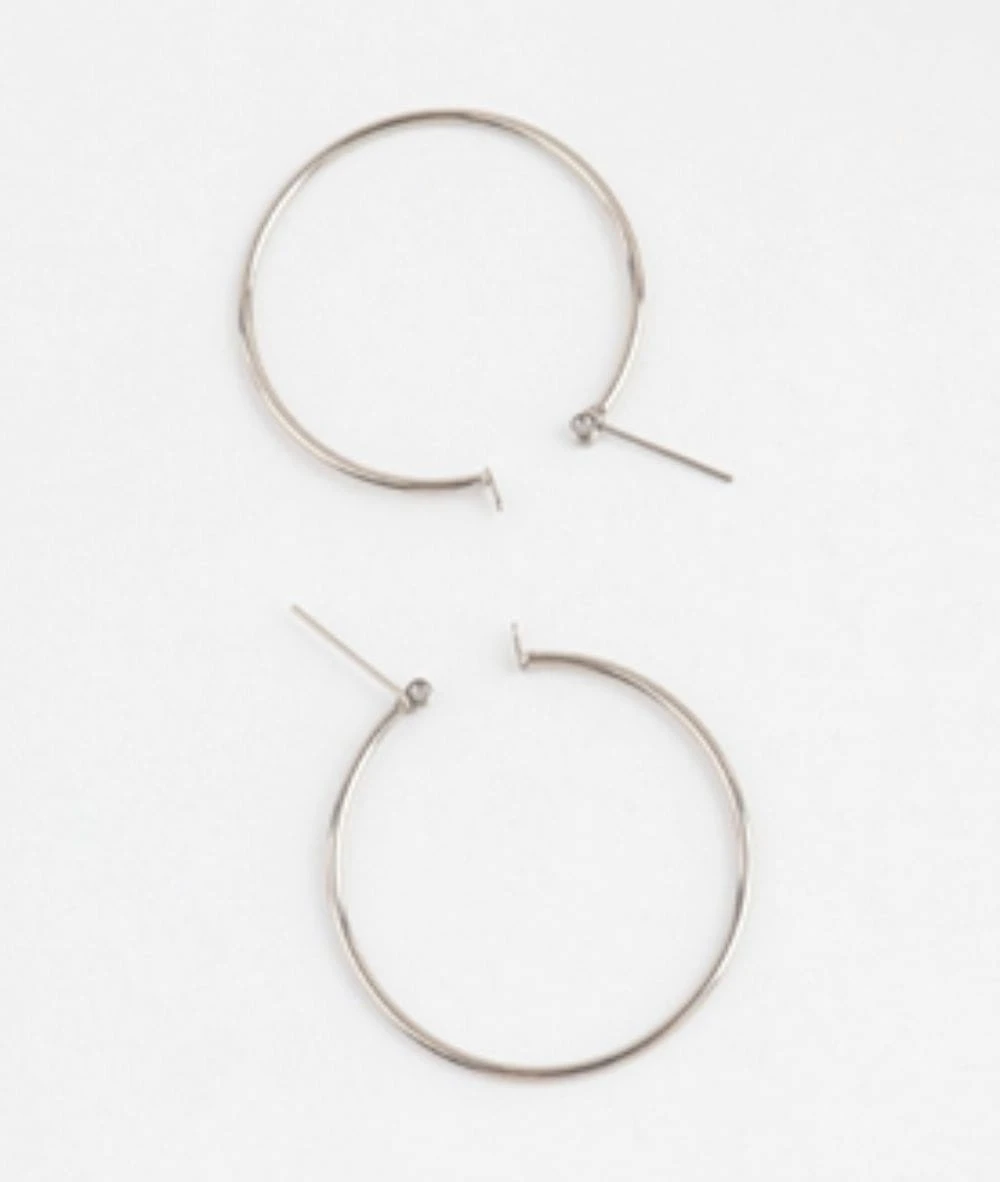 Nude Rose Stainless Steel Silver 50Mm Hoop Earrings #E-310 1 Nude Rose Stainless Steel Silver 50Mm Hoop Earrings #E-310