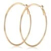 Nude Rose Stainless Steel 18K Gold Plated 70Mm Large Hoop Earrings #E-311