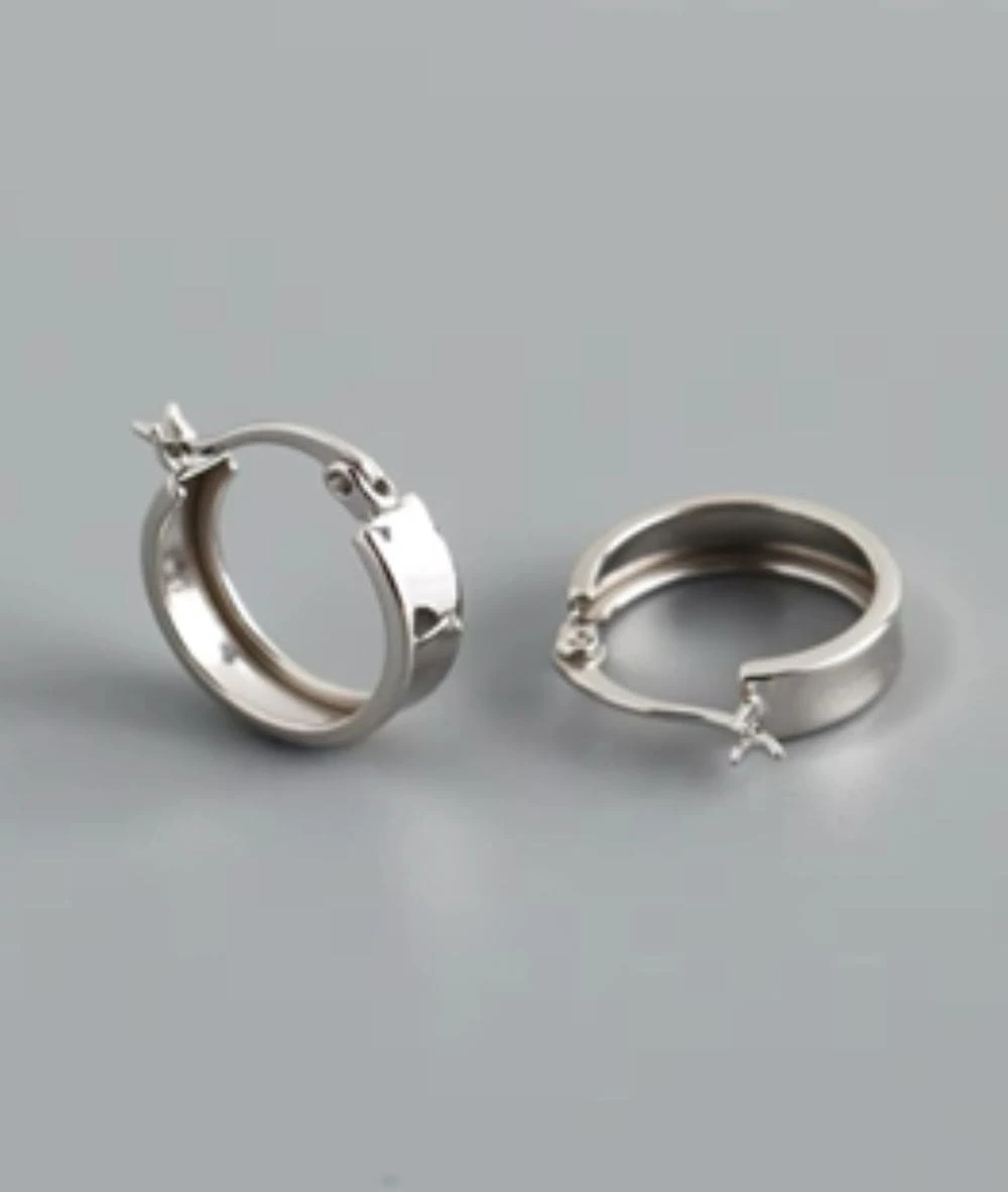 Nude Rose Stainless Steel 2*9Mm Wide Hoop Earrings 2 Nude Rose Stainless Steel 2*9Mm Wide Hoop Earrings - Image 2