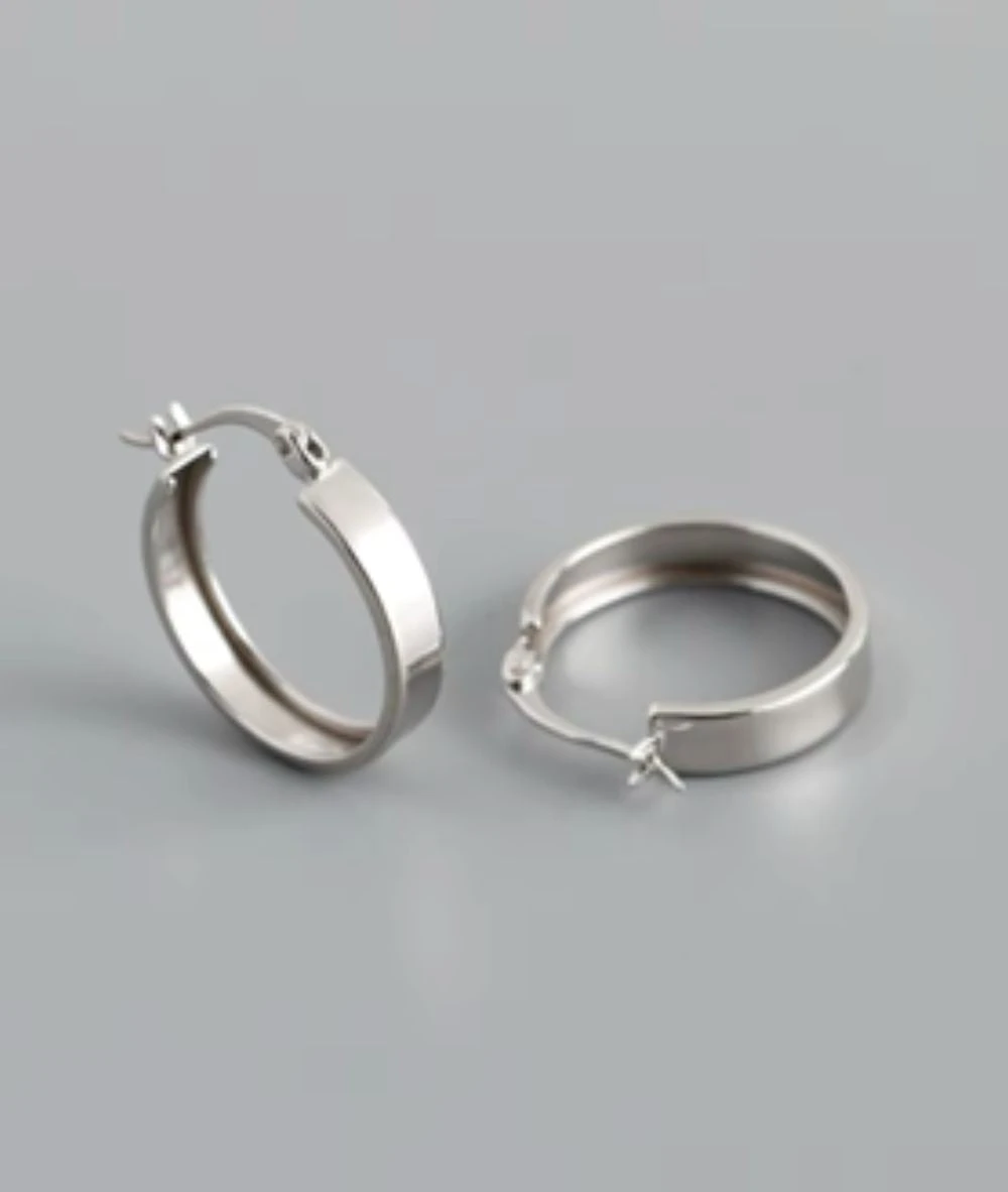 Nude Rose Stainless Steel 3*7Mm Wide Hoop Earrings 2 Nude Rose Stainless Steel 3*7Mm Wide Hoop Earrings - Image 2