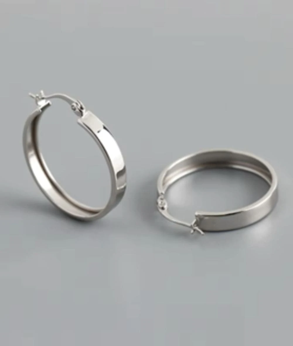 Nude Rose Stainless Steel 5*7Mm Wide Hoop Earrings 2 Nude Rose Stainless Steel 5*7Mm Wide Hoop Earrings - Image 2