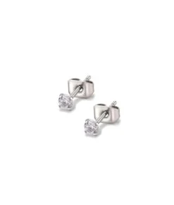 Nude Rose Stainless Steel Zircon Stud Earrings