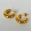 Nude Rose Stainless Steel 18K Gold Plated Geared Snail Shaped Earrings #E-363