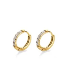 Nude Rose Stainless Steel Zicron 2* 10Mm Hoop Round Earrings