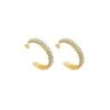 Nude Rose Stainless Steel 18K Gold Plated Crystal Zicron Flat Hoop #E-404