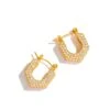 Nude Rose Stainless Steel 18K Gold Plated Zircon Chunky Hoop Earrings #E-417