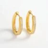 Nude Rose Stainless Steel 18K Gold Plated Oval Shape Cubic Earrings #E-422