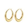 Nude Rose Stainless Steel 18K Gold Plated 40Mm Hollow Hoop Earrings #E-455