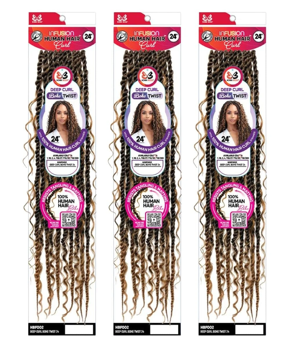 Bobbi Boss Infusion Human Hair Curl Crochet Braid Deep Curl Boho Twist24 Inch 4 Bobbi Boss Infusion Human Hair Curl Crochet Braid Deep Curl Boho Twist24 Inch - Image 4